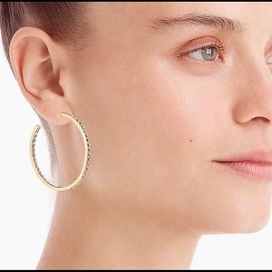 JCREW Pave Crystal 2 Inch Hoop Earrings